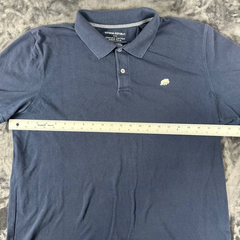 Banana Republic Pique Polo Mens XL Navy Blue Organic Cotton Elephant Logo